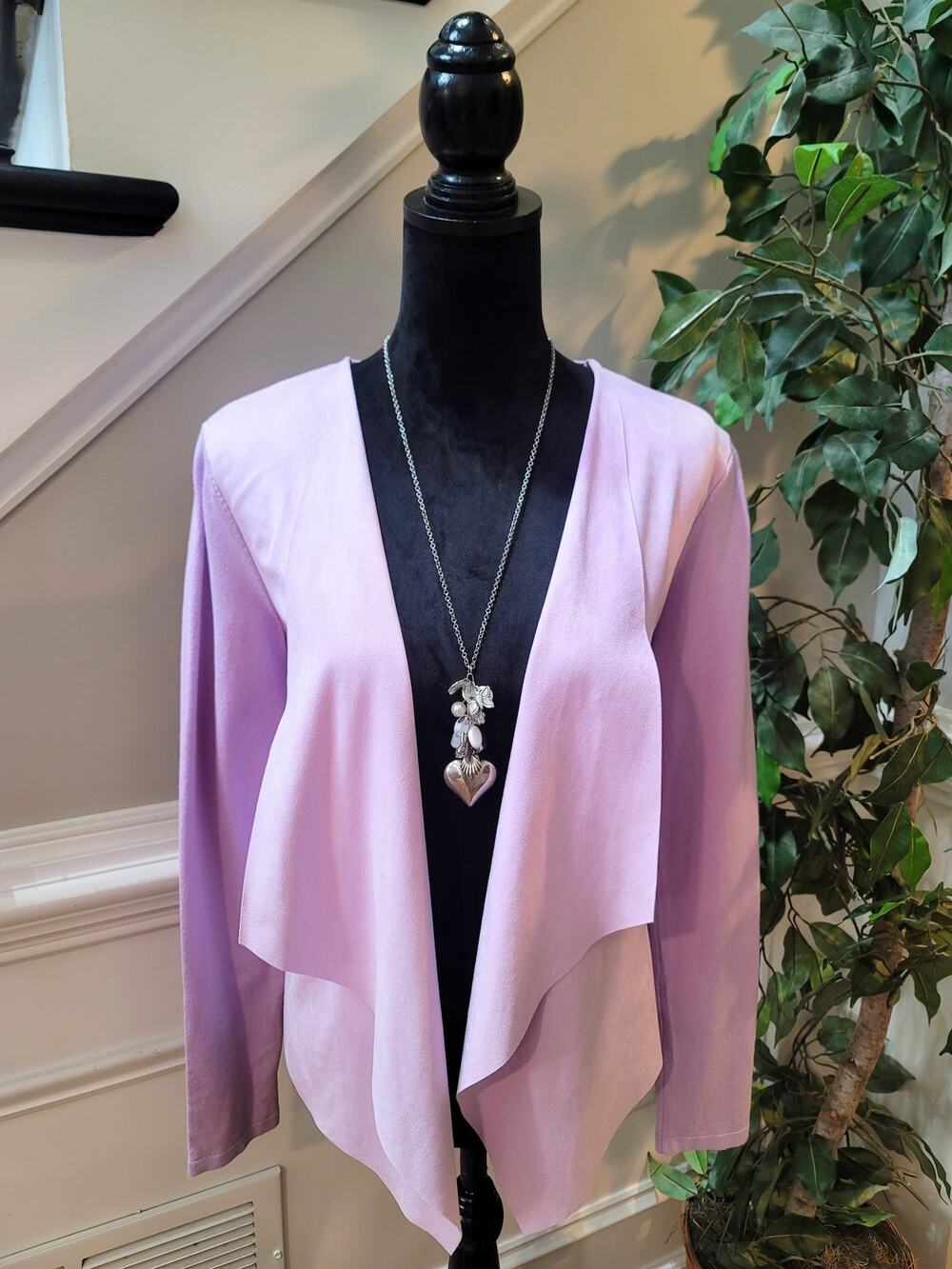 International Concepts Draped Jacket Womens Medium Purple Open Front Long Sleeve